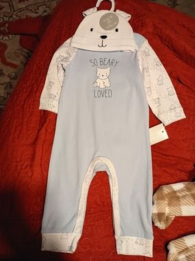 So Beary Loved Blue Baby One-Piece with Bear Hat 6 In Bundle Offers Are Welcome